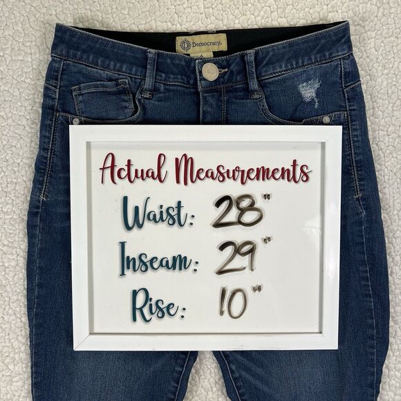 Democracy Jeans Women’s Size 6 (Actual 28x29) Blue Mid Rise Skinny Distressed - Picture 9 of 9